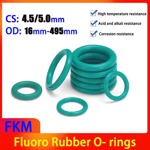 CS 4.5mm/5.0mm Green Fluoro Rubber O-Rings FKM OD 16mm-495mm Viton Oil Seal Gasket Fluoro Elastomer 