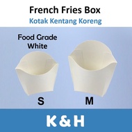 Kotak Makanan (50pcs) White French Fries Box / Fries Box / Snacks Box / Food Grade Paper Oil-Proof P