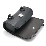 Motorcycle Barrel Bag Motorcycle Handlebar Bag Handlebar Tool Bag With Lock Waterproof PU Leather Co