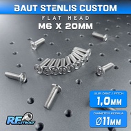 STAINLESS STEEL BOLT CUSTOM FLAT M6 LENGTH 20 MM PITCH 1 MM