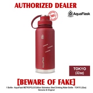 AQUAFLASK 32oz TOKYO ( Metropolis Edition Collection ) Aqua Flask Wide Mouth with Flip Cap Spout Lid Flexible Cap Vacuum Insulated Stainless Steel Drinking Water Bottle Bottles or Tumbler Tumblers Authentic Red Continental - 1 Bottle