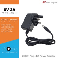 Universal AC 100V-240V To DC 6V 2A Switching power supply Adaptor 3 Pin UK plug DC Plug 5.5MM*2.1/2.