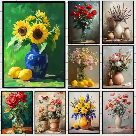Acrylic Paint By Numbers Beautiful Flower Painting By Numbers on Canvas Coloring By Number for Adult