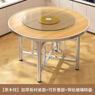 Foldable Large Round Table Solid Wood Restaurant Country Eating Large Round Table Thickened Hotel La