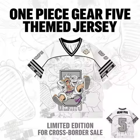 One Piece Luffy Gear 5 Anime Korean Style Kpop Baseball Hockey T-shirt 5 Jersey Fashion Streetwear A
