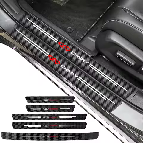 Car Door Sill Protector Carbon Fiber Threshold Decals Rear Bumper Stickers For CHERY TIGGO 5 A1 A3 A