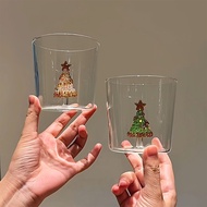 3D Christmas Tree Glass Cup | 400ML Hand-Blown Borosilicate Whiskey Tumbler | Heat Resistant No-Hand