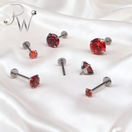 Stainless Steel Red Crystal Helix Tragus Ear Stud 1pc 16G/18G Cartilage Earring Conch Piercing 6/8/1