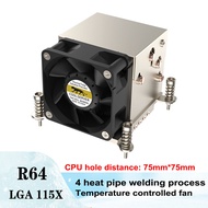 COOLSERVER 2U R64 4 Heatpipe Server CPU Cooler Workstation 4pin PWM Double Ball พัดลมระบายความร้อน I