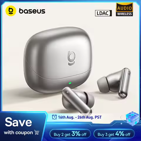 Baseus Bowie MP1 ANC Bluetooth 6.0 True Wireless Earbuds -55dB Adaptive Hybrid ANC Earphones Hi-Res 