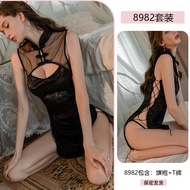 Seksi berongga keluar Cheongsam keinginan tulen berpecah renda seks besar LingerieTemptation pakaian