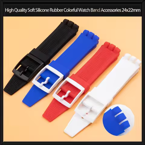 High Quality Soft Silicone Rubber Colorful Watch Band Accessories For Swatch Strap 24x22mm For IRONY