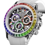 彩虹圈勞力士 地通拿 AET REMOULD AFTER-RAIN 藍寶石水晶透明手錶 Rolex Rainbow Daytona （零售價：美金$103,300）