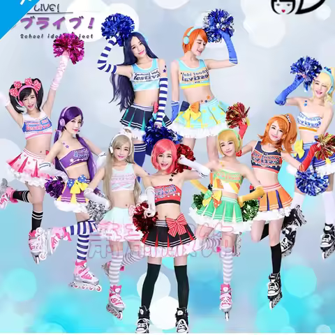 LoveLive Cheer Cosplay Anime Love live October Sports Cheerleader Honoka Yazawa Nico Tojo Kotori Noz