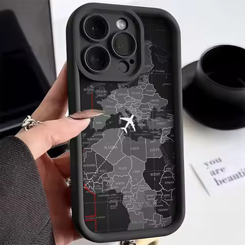 Soft Liquid Silicone Phone Case For iPhone 11 12 13 14 15 16 17 Air Pro Max XS X XR 16 Plus Travel-I