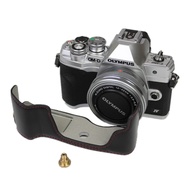 PU Leather Half Body Camera Bag Case For Olympus E-M10 Mark IV EM10IV Opening Bottom Cover