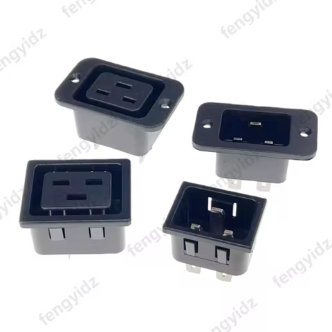 Black 16A C20 C19 PDU UPS Industry Power Receptacle AC Outlet Wire Connector PCB Panel Mount Electri