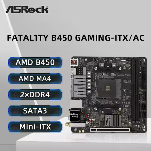 ASRock B450 GAMING-ITX/AC Motherboard Socket AM4 Supports Ryzen 5 5600G 5600 R7 5700X3D 5800X CPU DD