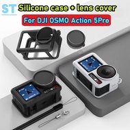 For DJI Action 5 Pro Silicone Case + Lens Cover Rubber Protective Case DJI Action 5 Pro Accessories