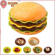 SUCHENMY Stackable Hamburger Plate Set, Burger-Shaped 5/7 Layers Mini Dinner Plate, Creative Plastic