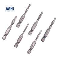 6Pcs Drill Tap Set Hex Shank SAE Combination Drill and Tap Bit Set HSS 4341 Screw Tap Deburr Drill B