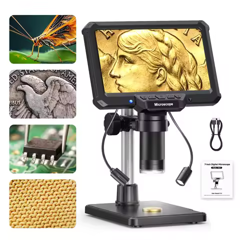 Hayve 7" IPS Digital Microscope 1200X Magnification 16MP USB Professional Electron Microscopios for 