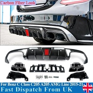 Rear Bumper Diffuser Set for Mercedes-Benz C-Class C205 C43 C63 AMG Style Rear Lip  2015-2018
