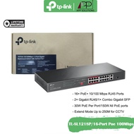 TP-LINK Switch(สวิตซ์ฮับ)16-Port PoE+10/100Mbps/2-Port Gigabit/1-Gigabit SFP Slot รุ่นTL-SL1218P(ประกันLifetime)