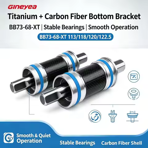 GINEYEA Square Taper Bottom Bracket BB68 BB73 113 118 120 122.5mm Titanium Carbon Ceramic Bearings B