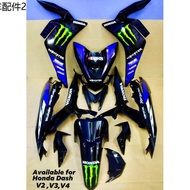 coverset BLACK  dan sticker motor honda dash 110  125  125Fi HLD monster edition