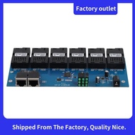 100M PCBA Board Fiber Optic Media Converter 2 RJ45 to 6 SC Optic Connector 3A+3B Ports 20KM Ethernet