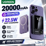【3CCC+Qi2】UGREEN 20000mAh Power Bank Wireless Magnetic 22.5W Fast Charging Portable Charger for iPho