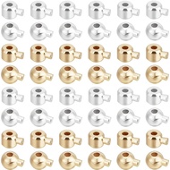 Beebeecraft 100Pcs 4 Styles Crimp Bead Stopper 14K Gold & 925 Sterling Silver Plated Cord End Crimp 