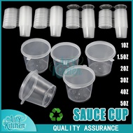 Buy 50 Take50 Disposable Hinged Sauce Cup Round With Lid, 1-4 Oz Transparent Hinged Cup Plastic Cup 