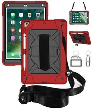 OTHER - 適用iPad 7.9寸 矽膠三防平板殼 iPad mini4 / mini5支架手帶保護套 帶挂繩 適用型號 iPad mini4 / mini5（全套）黑紅色 撞色矽膠保護套 [平行