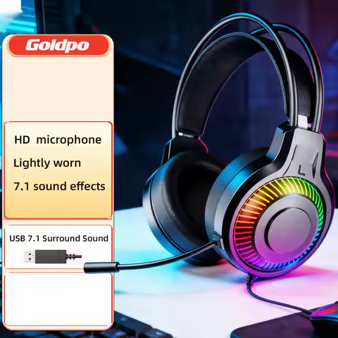 Goldpo G20 Gaming Headphones For PC/PS4/PS5 7.1 Surround RGB Gaming Headset Gamer USB Wired Headphon