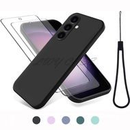 for Huawei Y7 Pro 2019 Y9 2018 Y9 Prime Y6 Pro 2019 Y7 Prime P20 P30 P40 P50 P60 Pro P10 Plus P20 P30 Lite Tempered Glass Shockproof Phone Case Liquid Silicone Cover With Strap