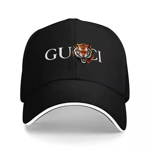 GUCCI TIGER LOGO BLACK BASEBALL CAP CLASSIC DESIGN WITH BOLD EMBROIDERY AND STRIKING ANIMAL MOTIF FO
