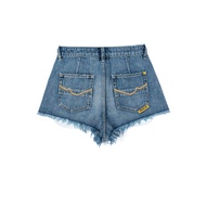 CAT/Carter Denim Shorts Women Low-Waist Hem Frayed Hot Pants Women