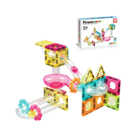 PicassoTiles Marble Run 45 Pc Travel Size Magnetic Tiles Building Blocks