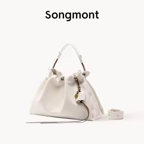 Songmont Leather Drawstring Bucket Bag 2025 New Collection Multi Color Choice Medium Mini Size Casua