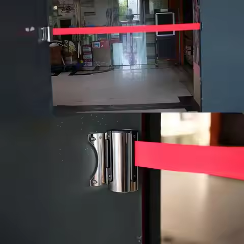Stainless Steel Retractable Belt Wall Mount Ribbon Barrier Tape Crowd Control Outdoor Sport Stanchio