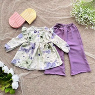 Setelan anak perempuan motif bunga / setcela anak perempuan/ one set anak perempuan / setelan muslim