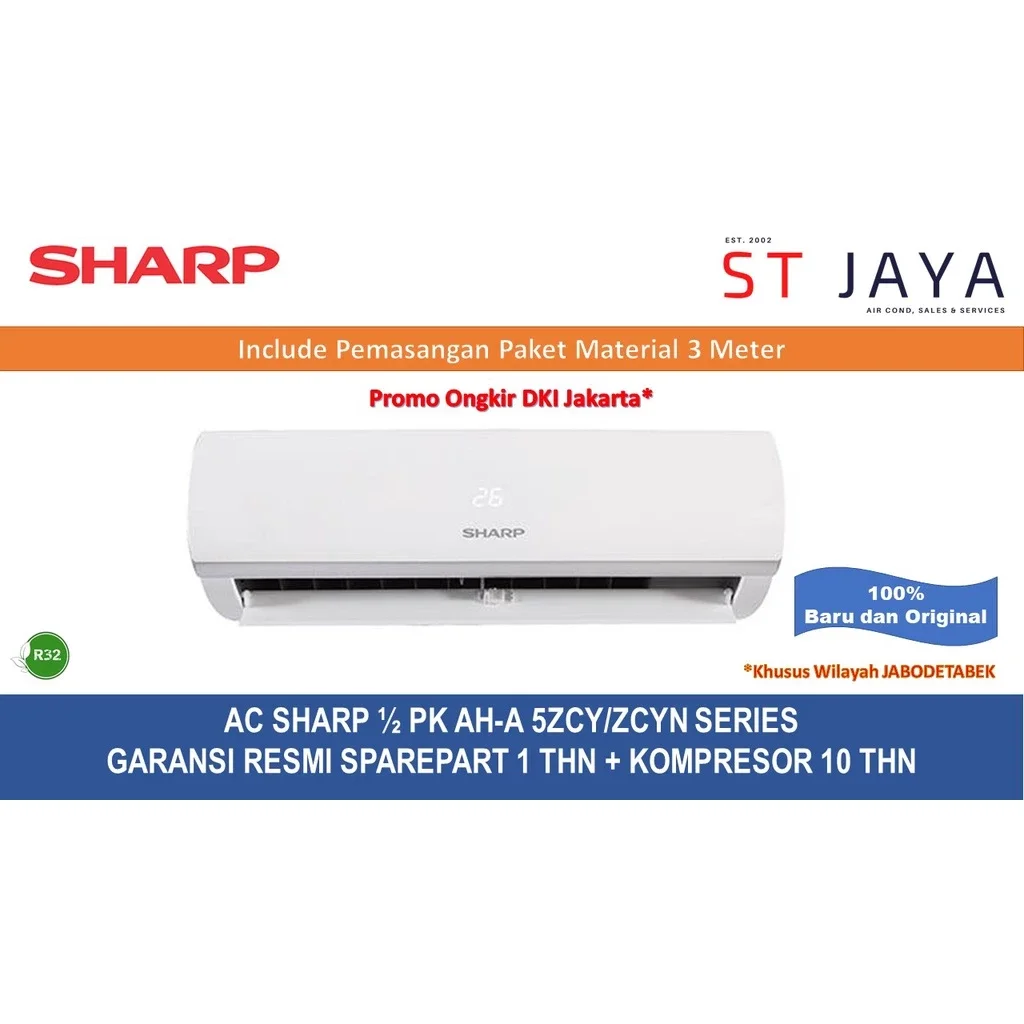 +PASANG AC Sharp 1/2 PK AC 1/2 PK AH 5ZCY/ZCYN Low Watt R32