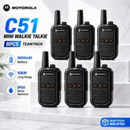 6PCS MOTOROLA C51 Walkie Talkie Team Communication Bulk Pack Mini Radio 9800mAh battery Type C charg