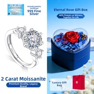 East Beauty | Pure Silver 999 Womens Ring 2 Carat Moissanite