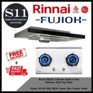 Rinnai RB72S 2 Burner Built-In Hob Stainless Steel Top Plate + Fujioh FR-MS1990 90CM Super Slim Cook