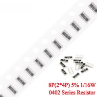 100PCS 0402 Network Resistor 5% 8P 2x4P 1/16W 0 30 33 51 56 68 75 82 100 220 470 1K 1.5K 2K 5.1K 6.8