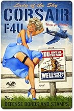 Corsair F4U Pin Up Girl Metal Tin Signs 8 x 12 Inch for Bar Indoor Restaurants Room Tavern Plaque Po