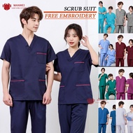 💥NEW STYLE💥 BAJU SCRUB MEDICAL SCRUB SUIT Doctor 's Scrub FOR MAN &amp; WOMEN / TOP+PANTS